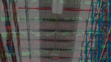 animación del procesamiento de datos en un almacén vacío