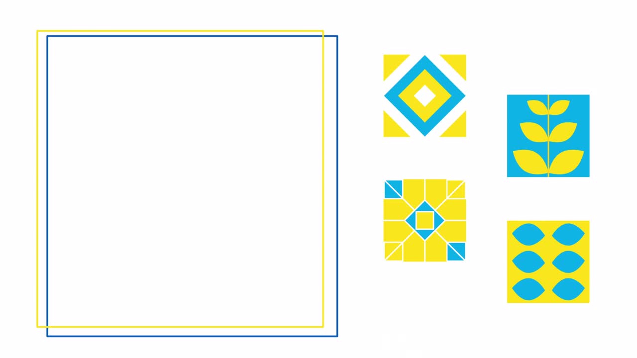 색 배경에 우크라이나 패턴의 4k 비디오