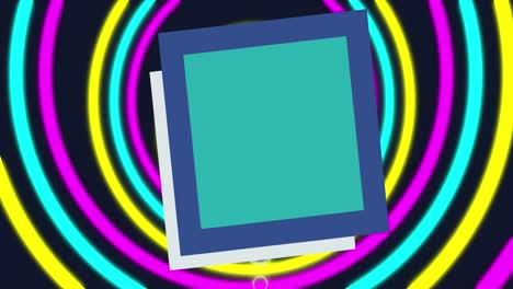 animación de círculos cuadrados y coloridos sobre fondo negro