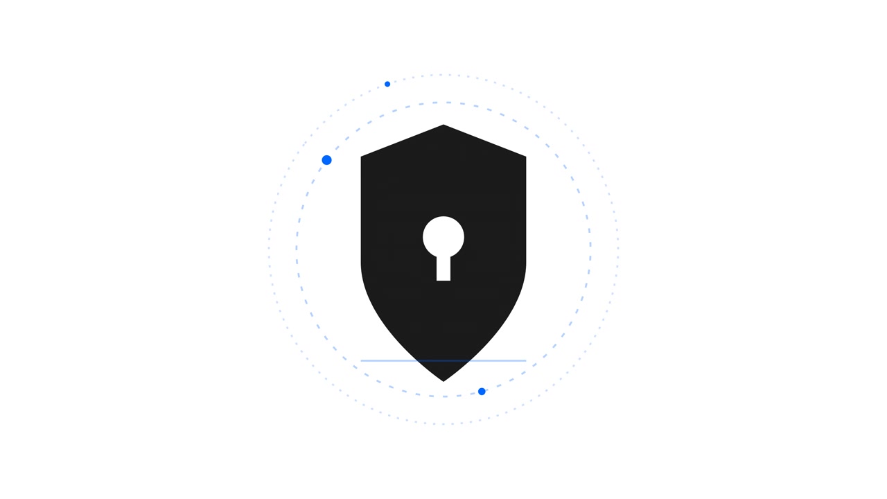 Animated Shield Icon with Keyhole Symbol for Cybersecurity