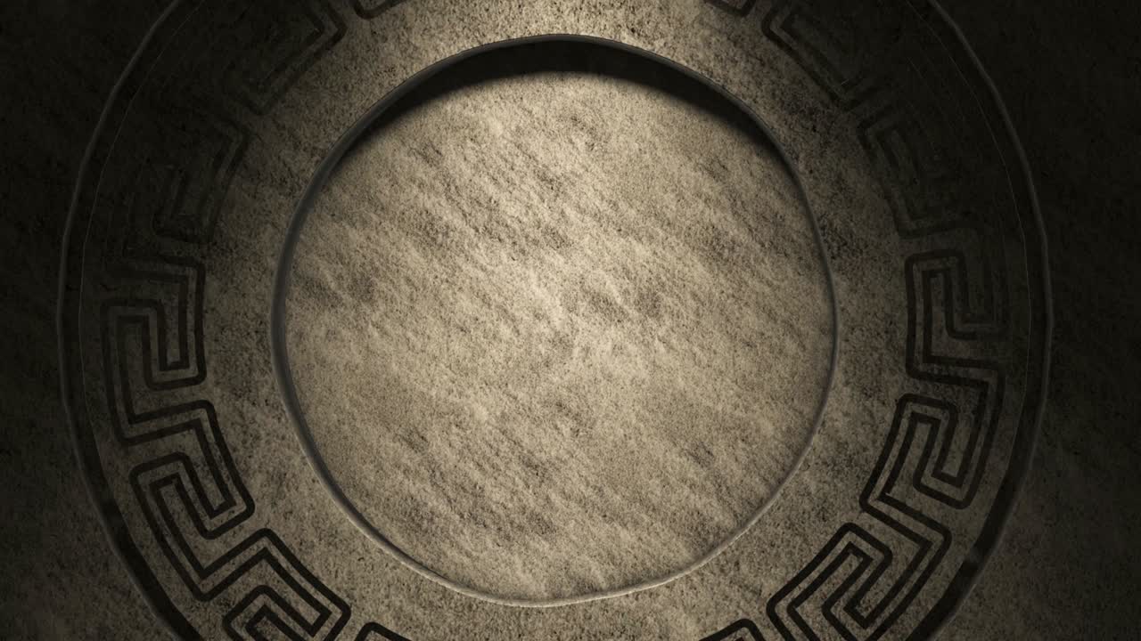 Cerchio di pietre antiche con motivo geometrico blu brillante