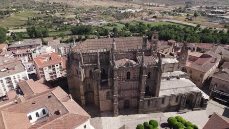 aerial view of new cathedral of plasencia on sunny day