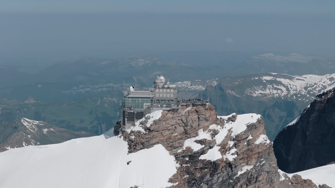 Circling Shot of Jungfraujoch with Green Valleys