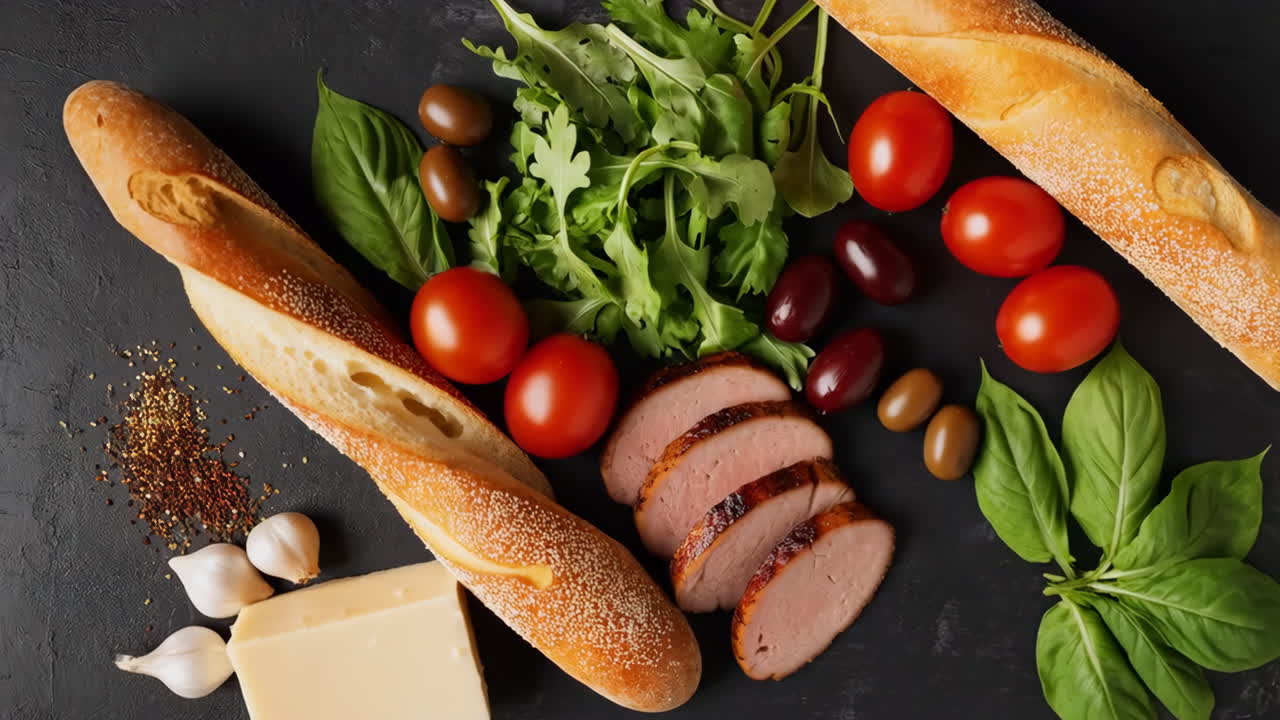 Gourmet Ingredients on a Dark Surface