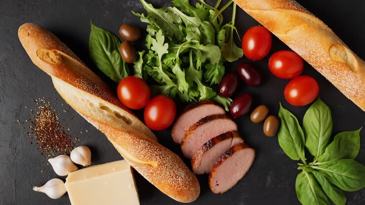 Ingredienti Gourmet su una Superficie Scura
