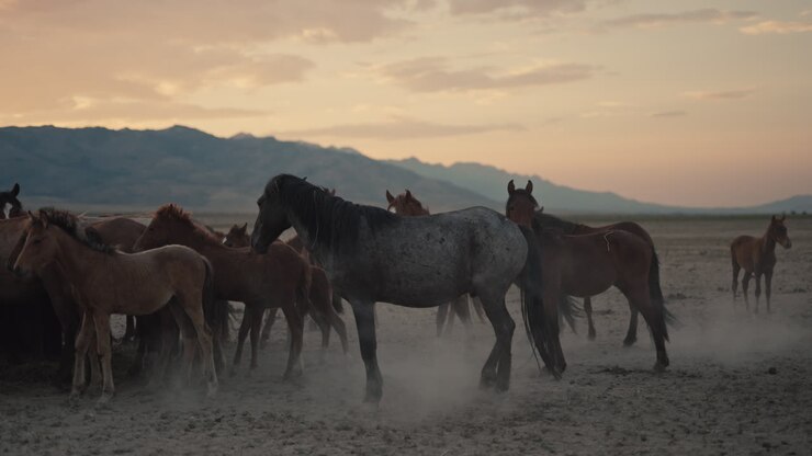 Wild Horses at Sunset