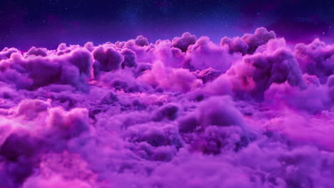 loop mira las nubes púrpuras de ensueño flotando bajo un cielo nocturno estrellado lleno de belleza