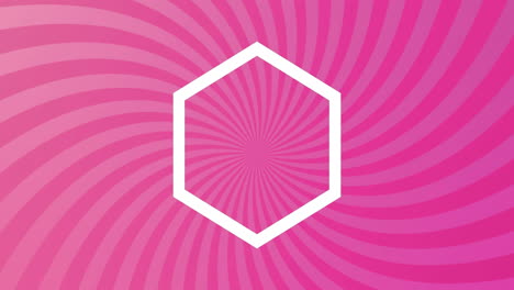 animation of white hexagon outlines over rotating stripes moving in seamless loop