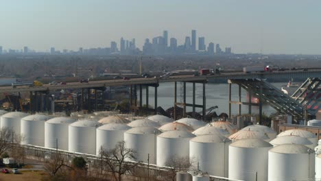 Aerial-of-Chemical-and-refinery-plants-in-Houston,-Texas