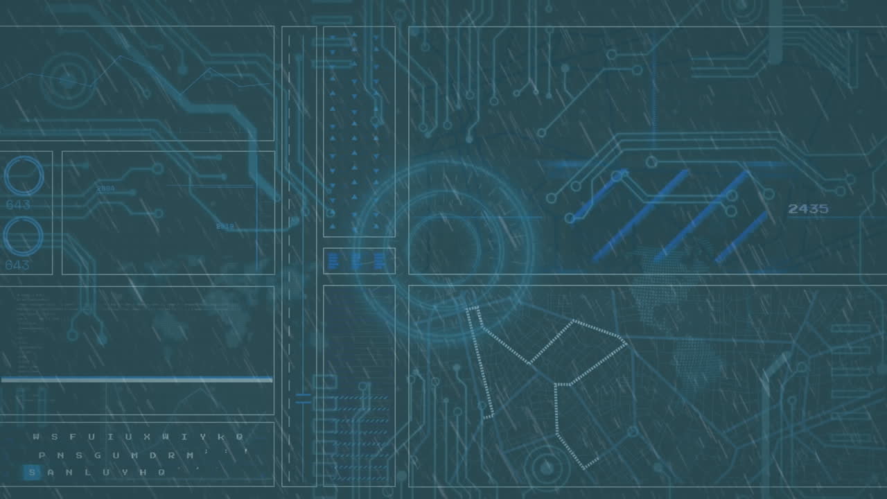 Animation of data processing over rain
