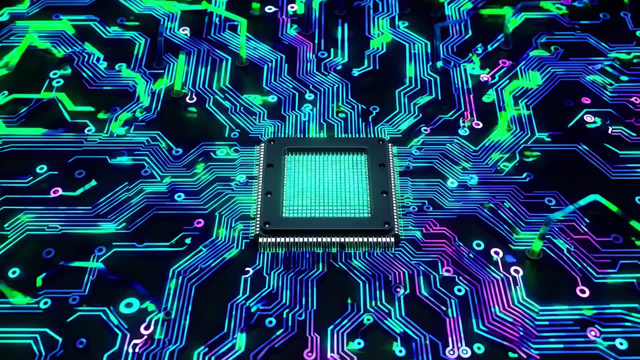 Computer Chip on Circuit Board