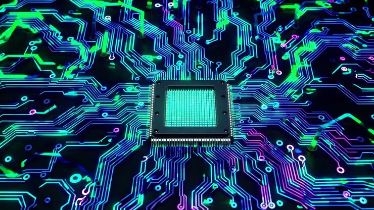 Computer Chip on Circuit Board