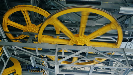 huge wheels of the internal mechanism of a funicular