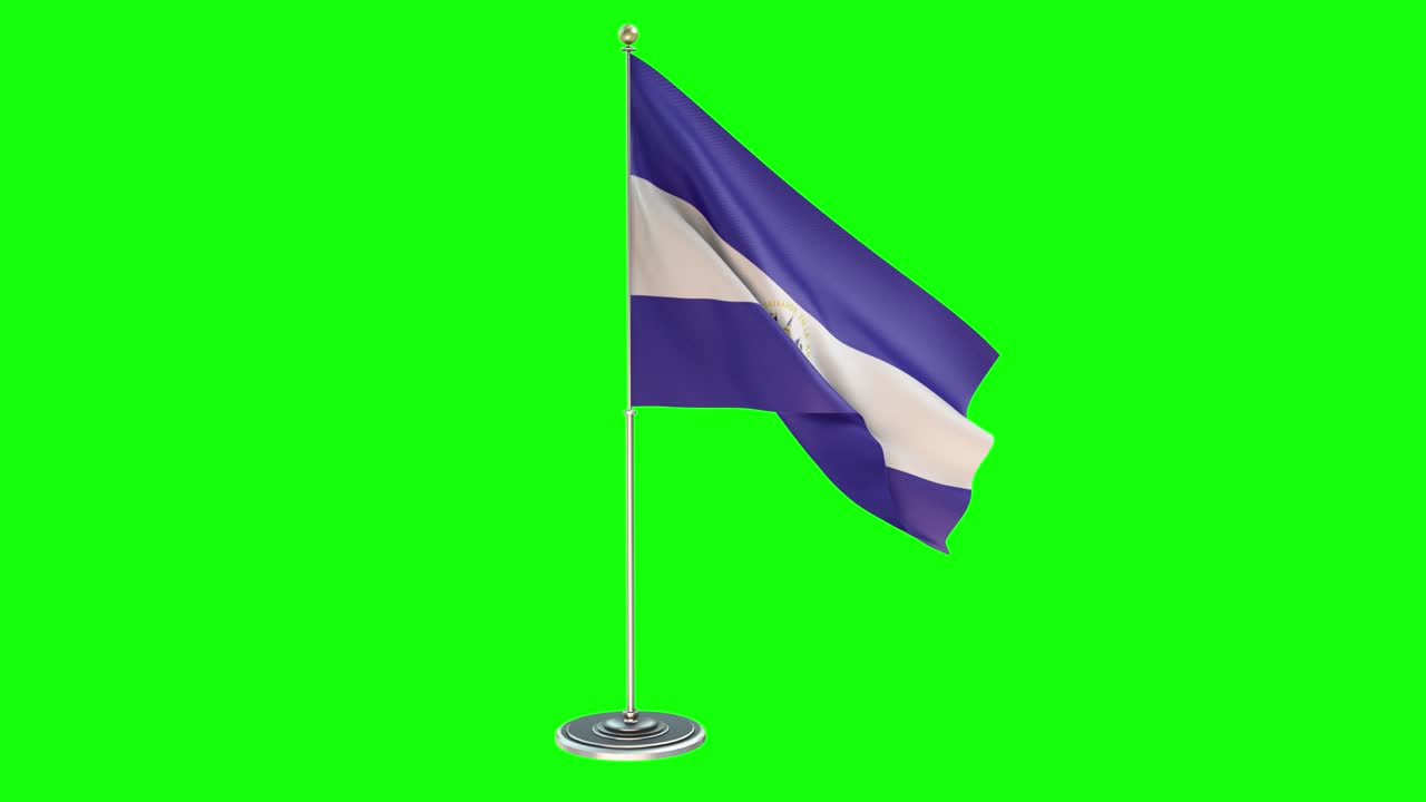 El Salvador  3D Looping Illustration of small flag pole on Chroma Key background