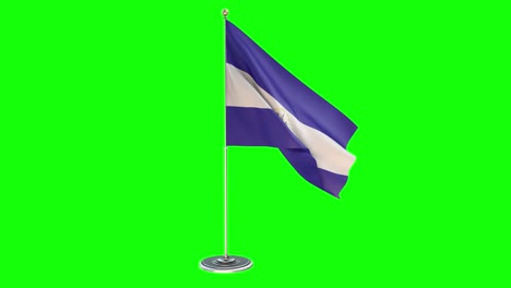 el salvador  3d looping illustration of small flag pole on chroma key background