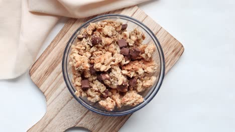 detail shot of granola musli in a bowl