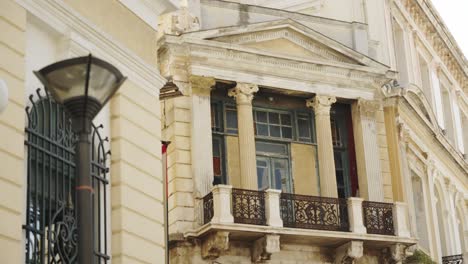 beautiful facade of a building of venetian architecture in crete ,greece