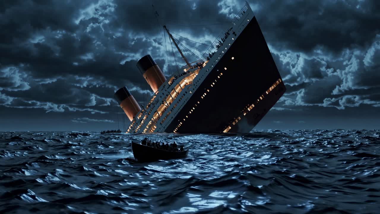 Titanic Sinking at Night