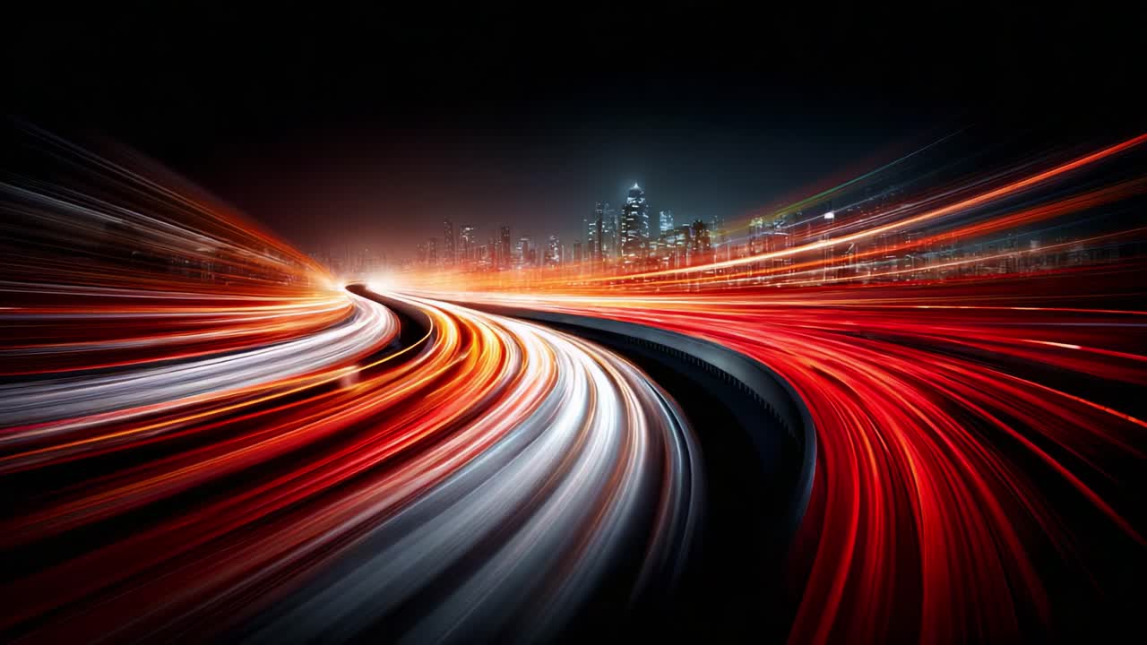 Dynamic Light Trails and Urban Landscape: A Stunning Display of Motion and Cityscape in Two Captivating Frames Showcasing the Energy of Modern Transportation