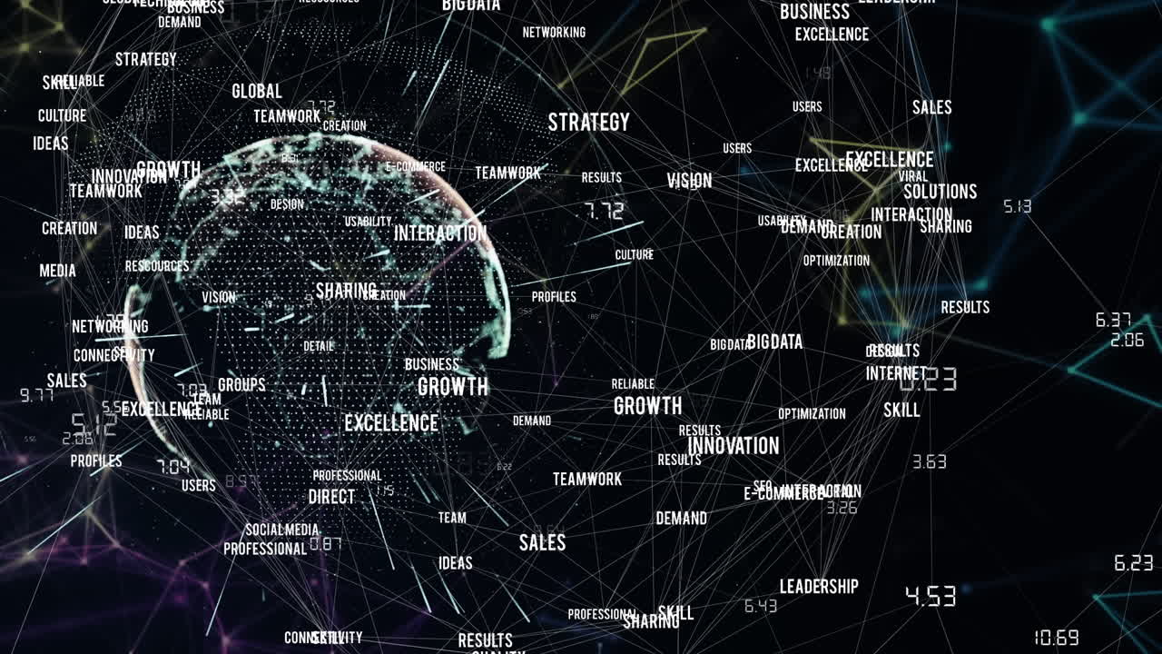 animación de la red de conexiones sobre fondo negro