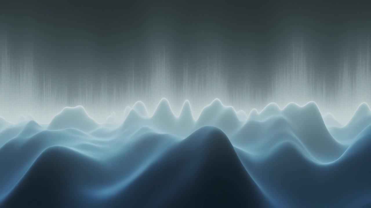 Abstract Digital Waveform Animation with Glowing Blue Peaks