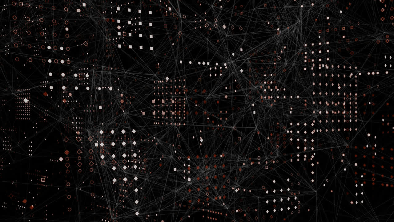red de conexiones y cuadrados contra un fondo negro