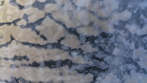 toma aérea de drones de hermosas formaciones en un lago cubierto de hielo