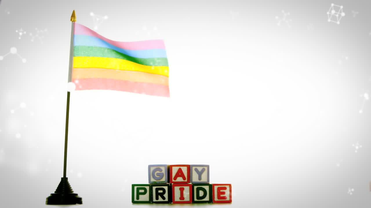 animación del texto del orgullo gay sobre la bandera del arco iris lgbt