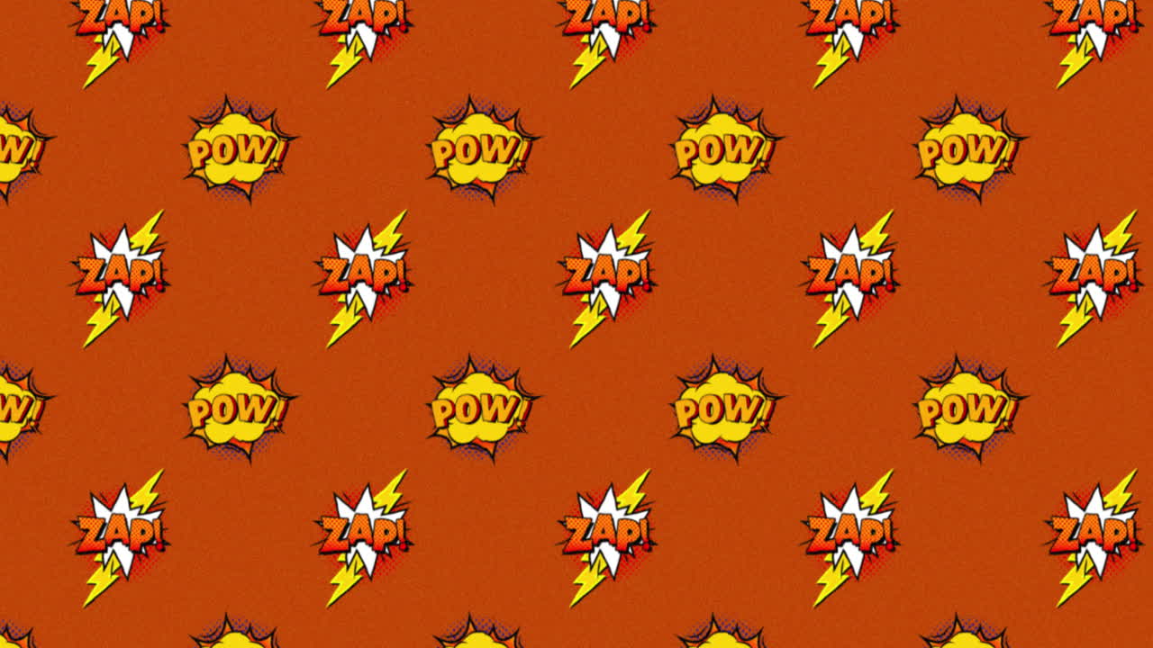 animación de múltiples burbujas de habla de dibujos animados vintage con zap! y pow! texto en movimiento