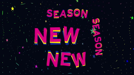 animación del texto de la nueva temporada y las estrellas sobre fondo negro