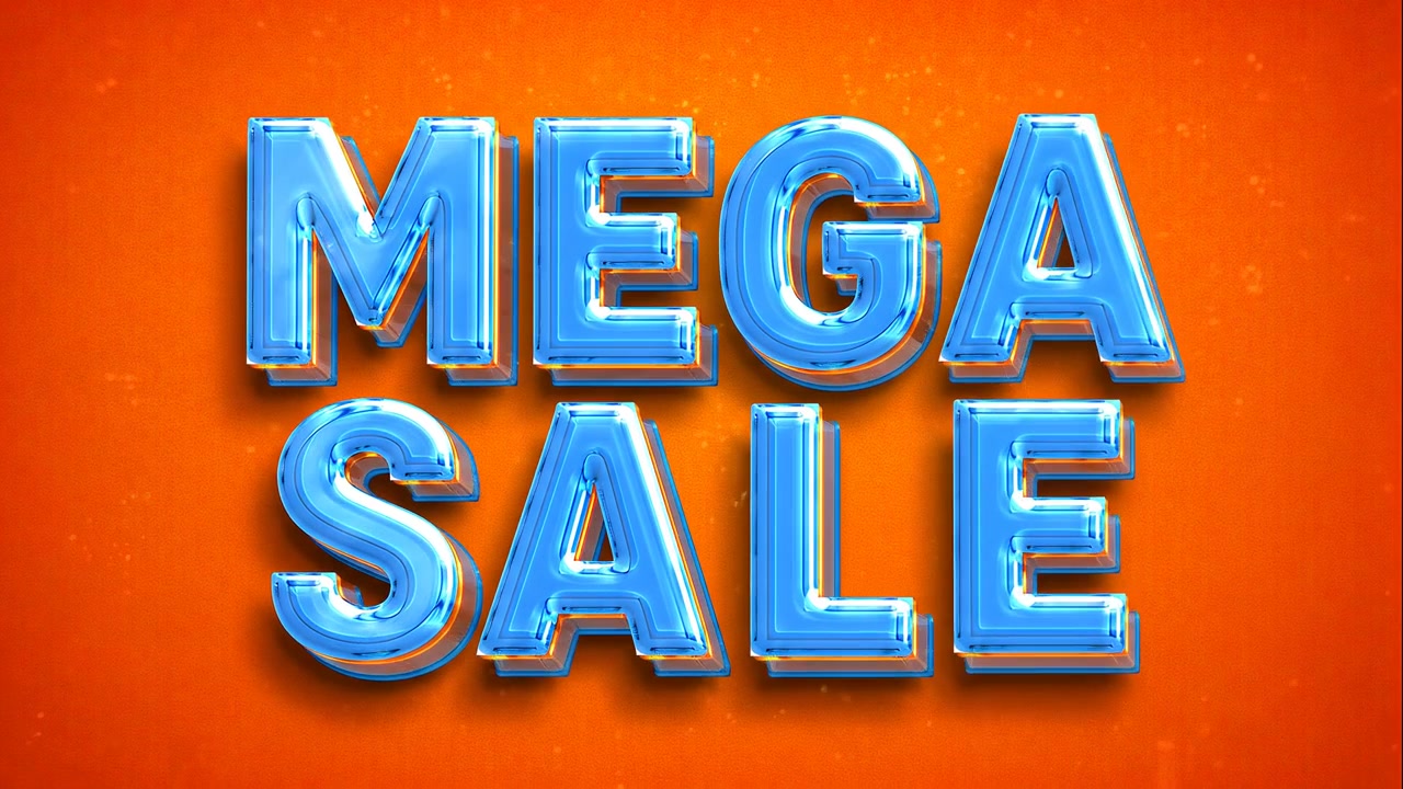 Animated Mega Sale Text Reveal on Orange Background