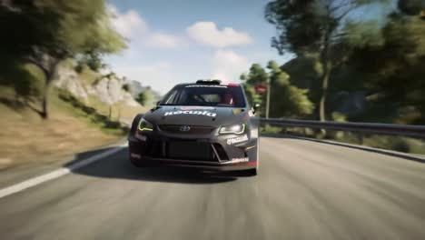 racing car on a mountain road