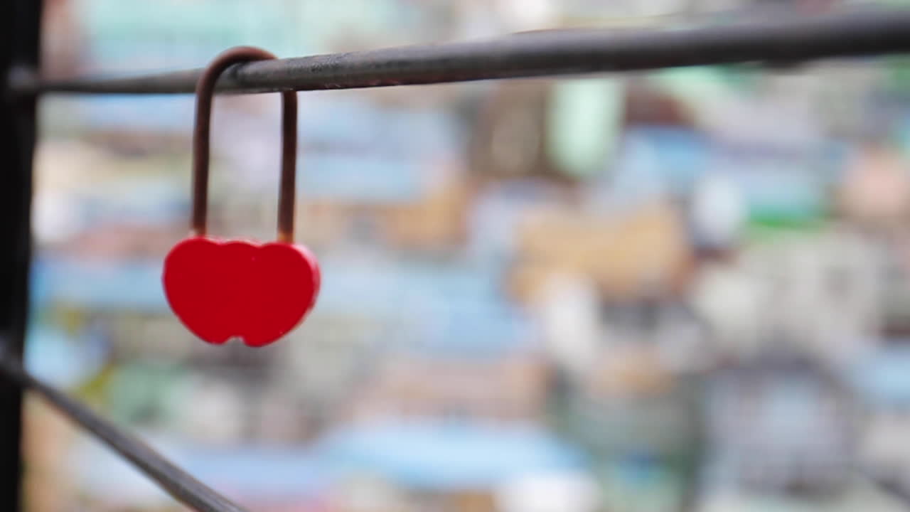 Red Heart-Shaped Love Lock