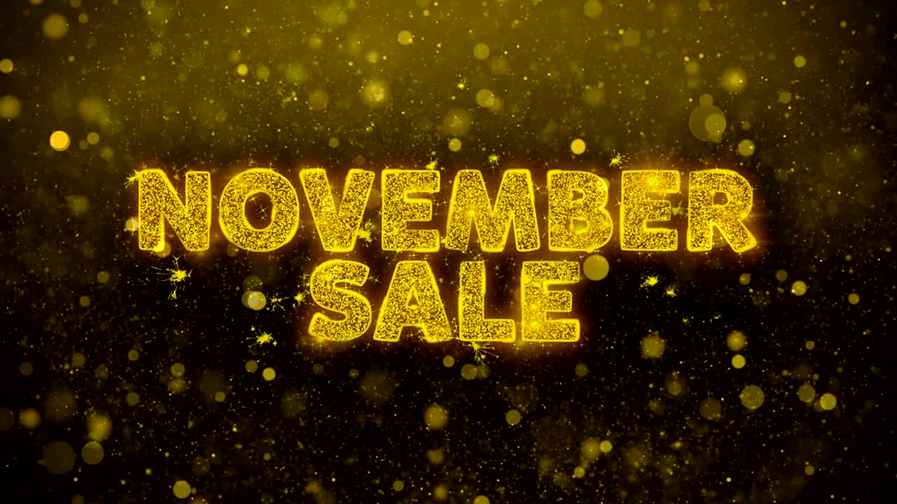 11 월 판매 문서 골든 글리터 반이는 입자 애니메이션