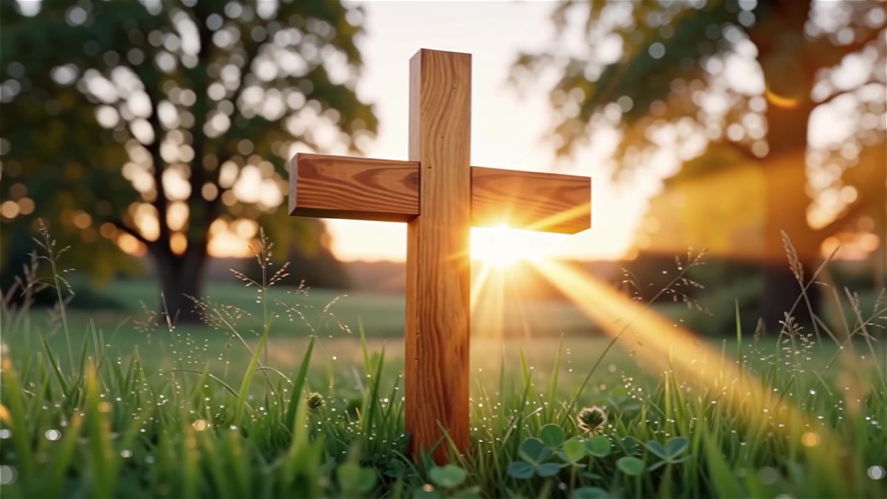 Christian Cross Heavenly Light Worship Background