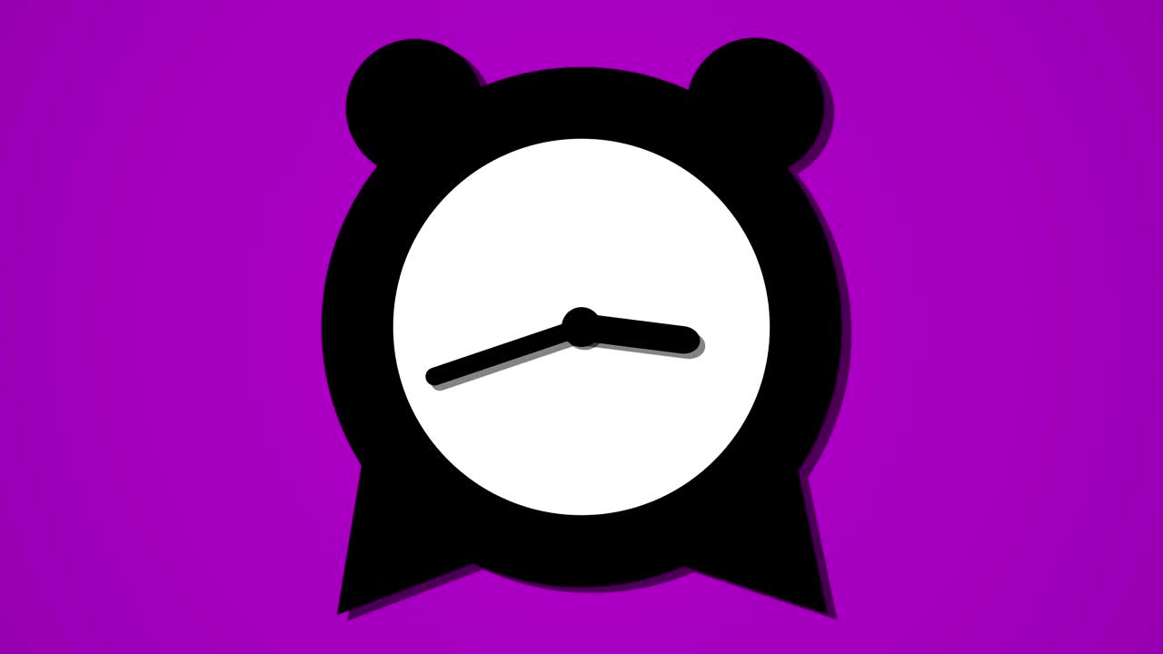 alarm clock ticking down animation loop graphic resource background purple