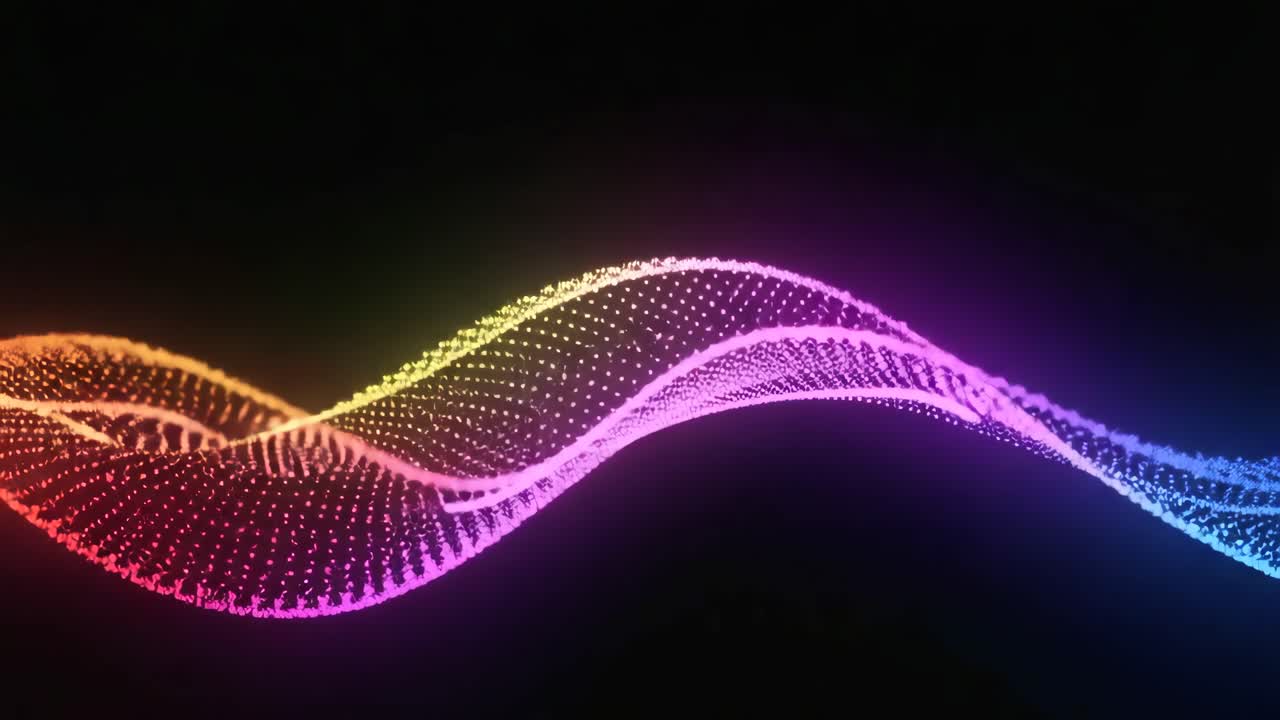 Abstract Wavy Glowing Particles with Rainbow Colors