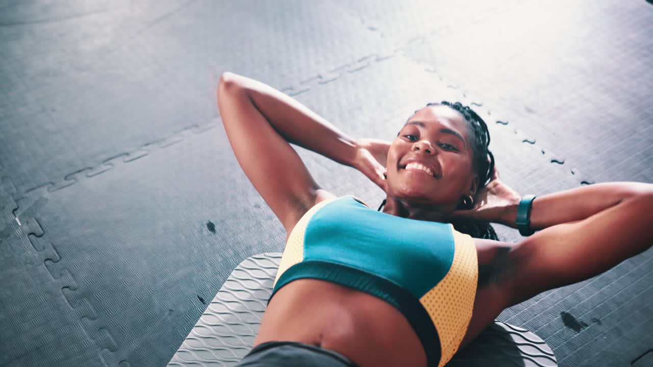 Woman Doing Crunches in Gym