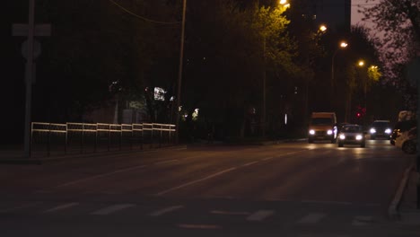 night city street scene with traffic