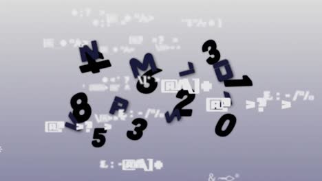 animación de números y símbolos procesados sobre fondo gris