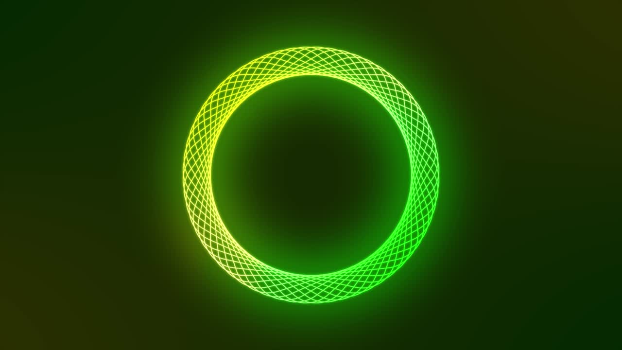 elemento de patrón circular giratorio animado de gradiente de color verde y amarillo,
