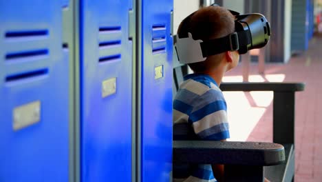 schoolboy using virtual reality headset 4k