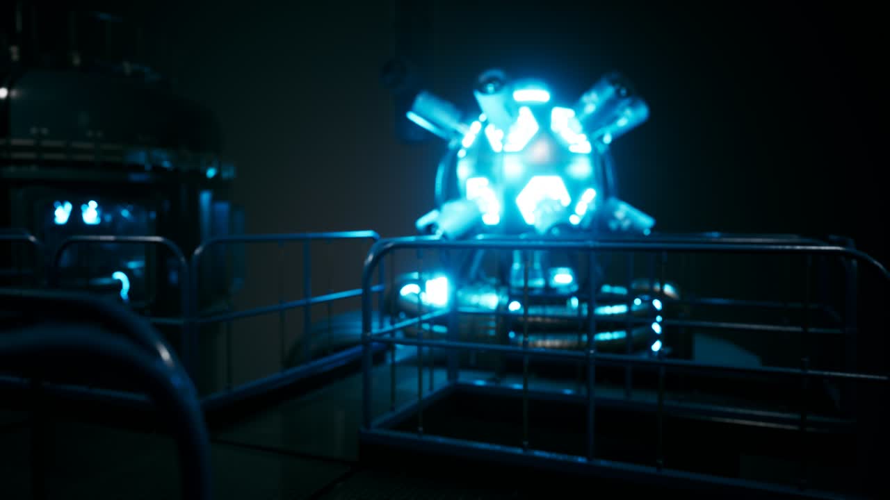 planta de energía ciberpunk futurista termonuclear o reactor nuclear