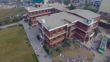 bombay, india, a girls college top pan view, girls students are in the college area