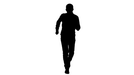 silhouette young crazy man dancing and wanking forward