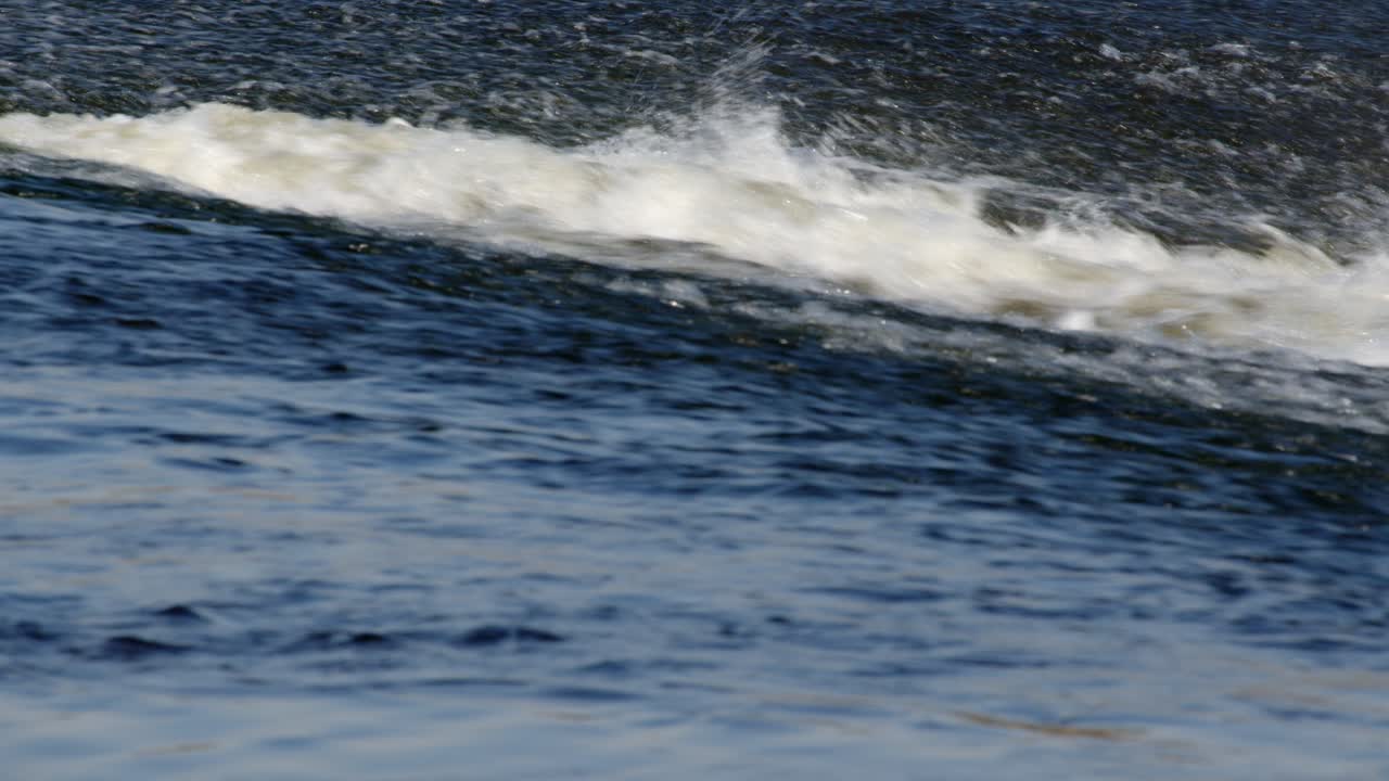Showing the Close-up of the V-notch at the River Trent weir by By Ratcliffe on Soar Power station