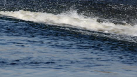 showing the close-up of the v-notch at the river trent weir by by ratcliffe on soar power station