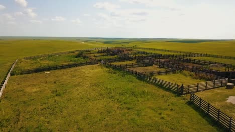 aerial drone shot of the bazaar cattle pens in the flint hills, kansas