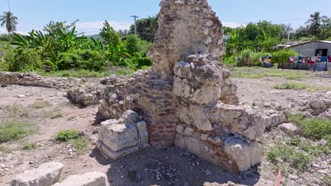 stone ruins of ancient tomb of chieftain enriquillo in azua, dominican republic