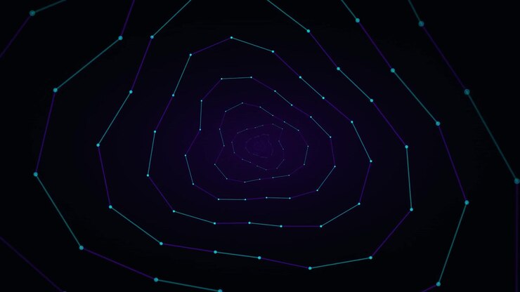 Abstract Digital Tunnel of Glowing Connected Nodes and Lines